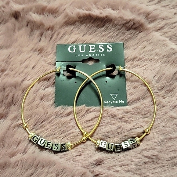 Large Guess Hoop Earrings - Picture 1 of 3